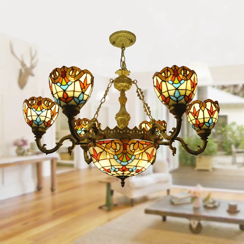 Simple Double Leaf Living Room Chandelier | Tiffany Modern Nordic Glass Decoration