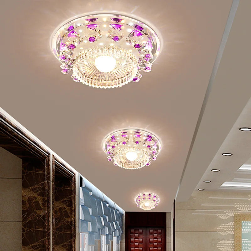 Modern Circle LED Crystal Ceiling Lamp - Home Décor Aisle Corridor Entrance Hallway Glass Ceiling Lights Fixture