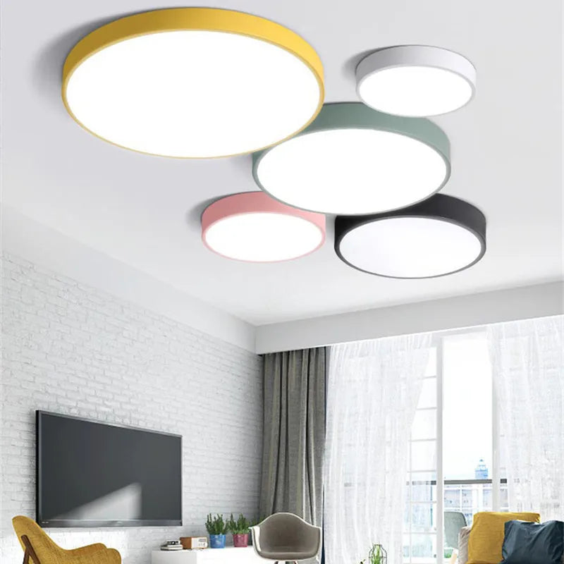 Modern Ultra-Thin 5CM LED Ceiling Lamp - Colorful Art LED Ceiling Lights for Living Room