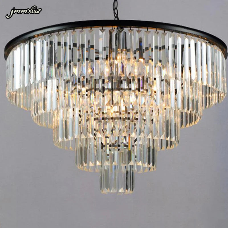 jmmxiuz Modern Crystal Chandelier Elegant K9 Crystal Smoky Gray Crystal Suspension Lamparas for Cafe Restaurant Hotel