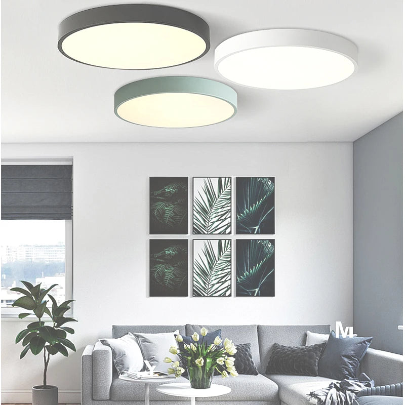 New Modern LED Ceiling Light Ultra-thin Living Room Lamp Bedroom Panel Surface Mount Remote Control