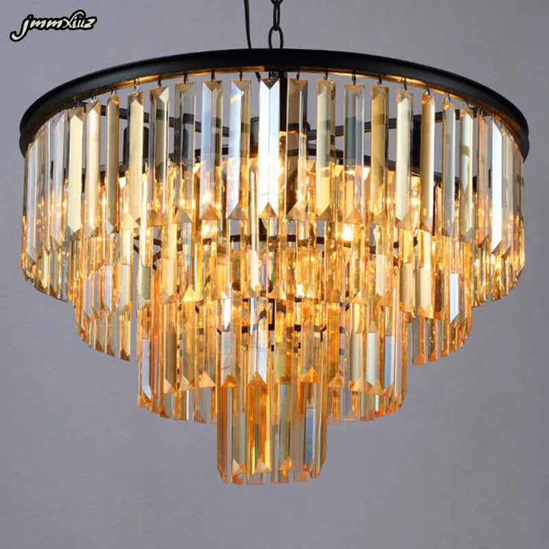 jmmxiuz Modern Crystal Chandelier Elegant K9 Crystal Smoky Gray Crystal Suspension Lamparas for Cafe Restaurant Hotel