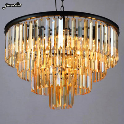 jmmxiuz Modern Crystal Chandelier Elegant K9 Crystal Smoky Gray Crystal Suspension Lamparas for Cafe Restaurant Hotel