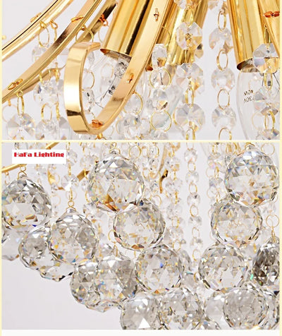 Modern Silver/Gold Transparent/Cognic Crystal Chandelier Lustres De Cristal Indoor Lights Pendants Living Room Lamp