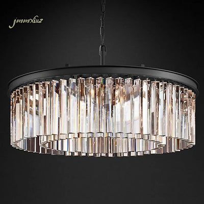 Luxury Crystal Hanging Light Fixture Round Crystal Chandelier Fixture Drop Lamp for Living Room Dining Room Restaurant Cafe