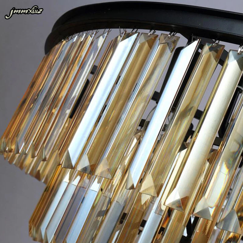 jmmxiuz Modern Crystal Chandelier Elegant K9 Crystal Smoky Gray Crystal Suspension Lamparas for Cafe Restaurant Hotel