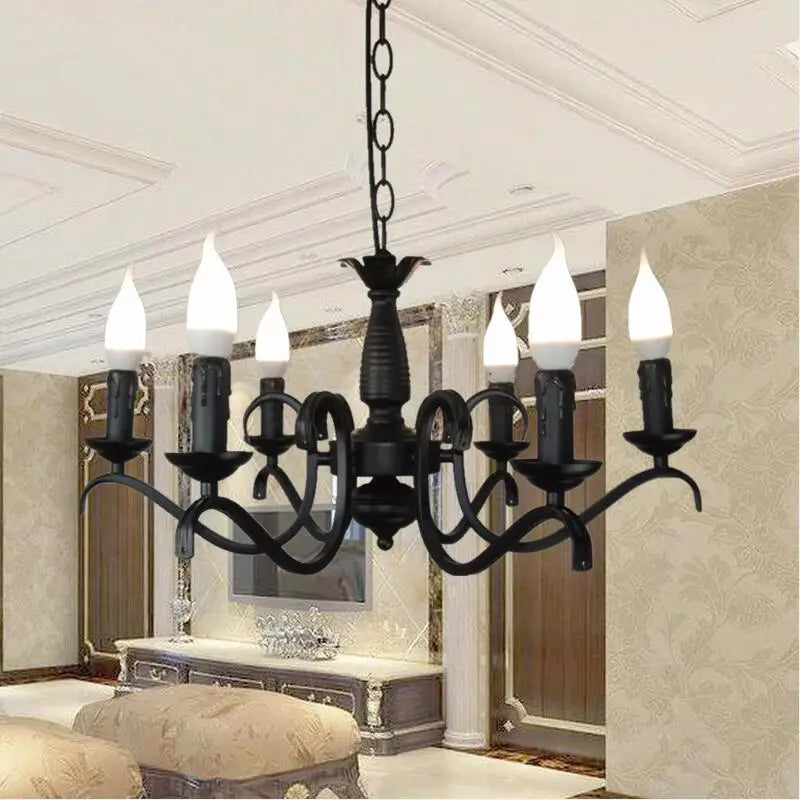 Fashion New Black LED Chandeliers - High-Quality Iron Chandelier for Living Room E14 LED Lustre Light Chandeliers Z50