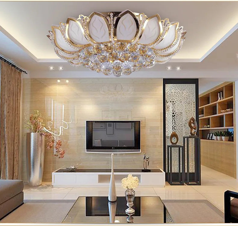 Crystal Ceiling Lights Golden K9 Luxury Lamps - Modern LED Plafondlamp