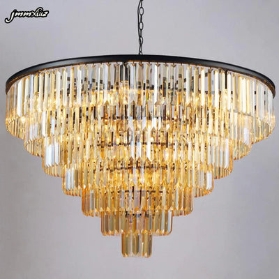 jmmxiuz Modern Crystal Chandelier Elegant K9 Crystal Smoky Gray Crystal Suspension Lamparas for Cafe Restaurant Hotel