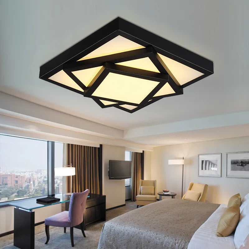 Modern Geometric Art LED Ceiling Light - Dimmable Personality Lamp for Living Room and Bedroom