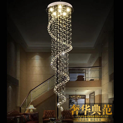 Jmmxiuz Modern Spiral Crystal Chandelier - Large Staircase Rain Drop Pendant Lamp