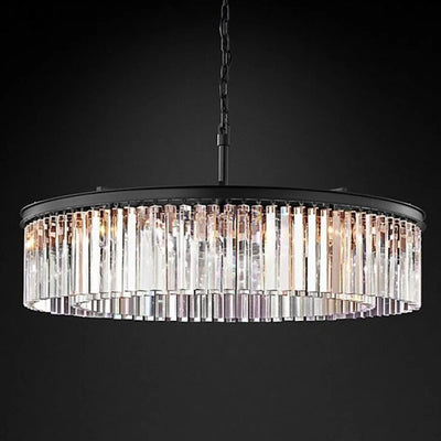 Luxury Crystal Hanging Light Fixture Round Crystal Chandelier Fixture Drop Lamp for Living Room Dining Room Restaurant Cafe