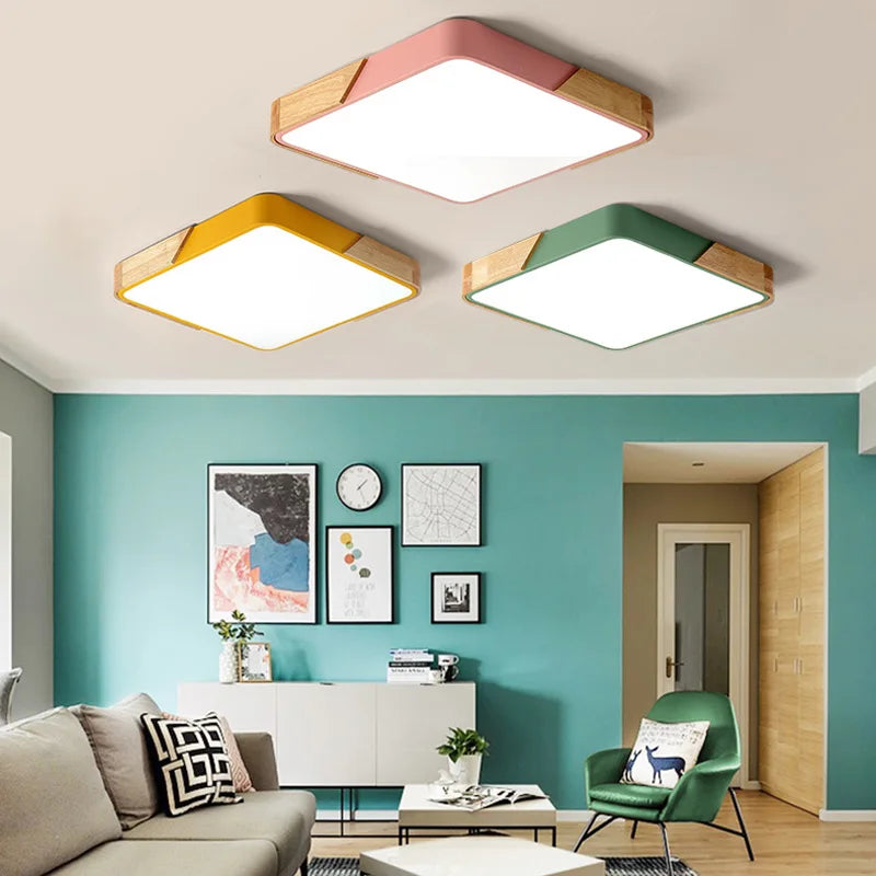 Square Multicolor LED Ceiling Light - Modern Living Room, Bedroom, Kitchen Surface Mount Flush Panel Lamp