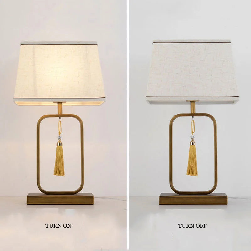 Stylish Modern New Chinese Table Lamp - Cloth Lighting Fixture for Hotel Bedroom and Living Room Bedside