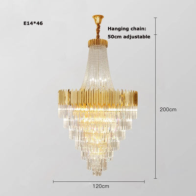 LED Gold Silver Dimmable Crystal Hanging Lamps Lustre Chandelier Lighting Suspension Luminaire Lampen For Staircase Foyer