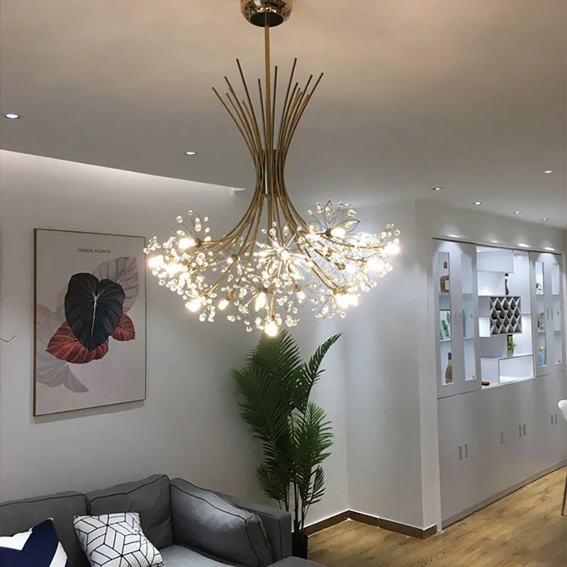 Modern Flower-Shaped Crystal Chandelier - Illuminate Your Dining Room with Elegance