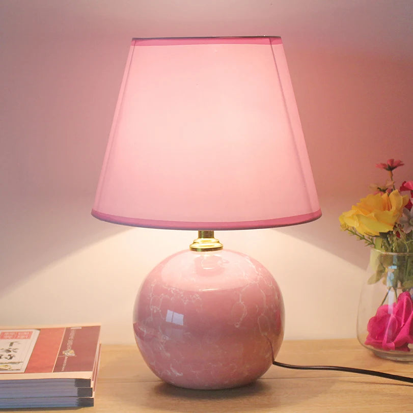 Ceramic Modern Bedroom Bedside Table Lamp - Perfect for Children's Room, Nordic Pink Wedding, Pastoral Cute Desk Lamp