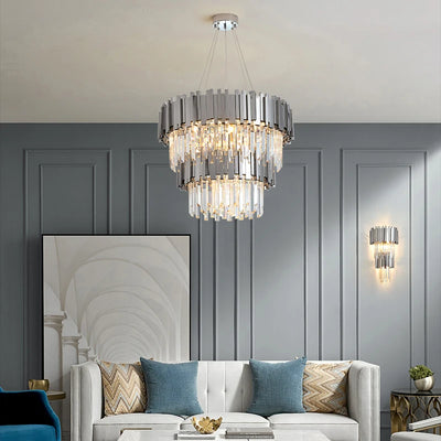 Dimmable LED Postmodern Silver Crystal Designer Chandelier