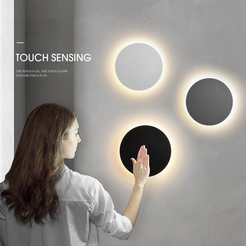 Modern Round LED Wall Lights | RGB Acrylic Touch Sensitive Remote Wall Lamp