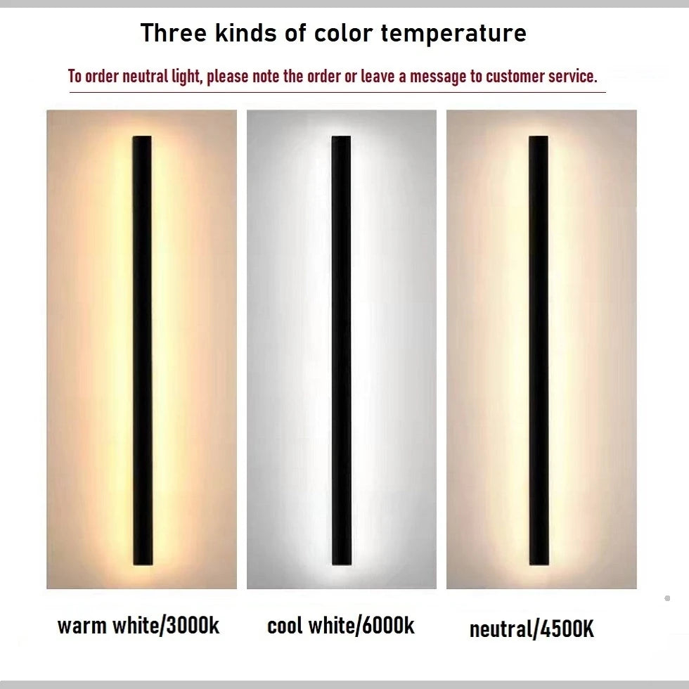 Modern Waterproof LED Long Wall Lamp - IP65 Outdoor Lighting for Gardens and Balconies