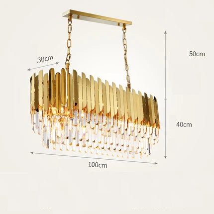 Gold Silver LED Dimmable Crystal Lustre Chandelier Lighting Hanging Lamps Suspension Luminaire for Staircase Foyer