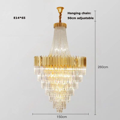 LED Gold Silver Dimmable Crystal Hanging Lamps Lustre Chandelier Lighting Suspension Luminaire Lampen For Staircase Foyer