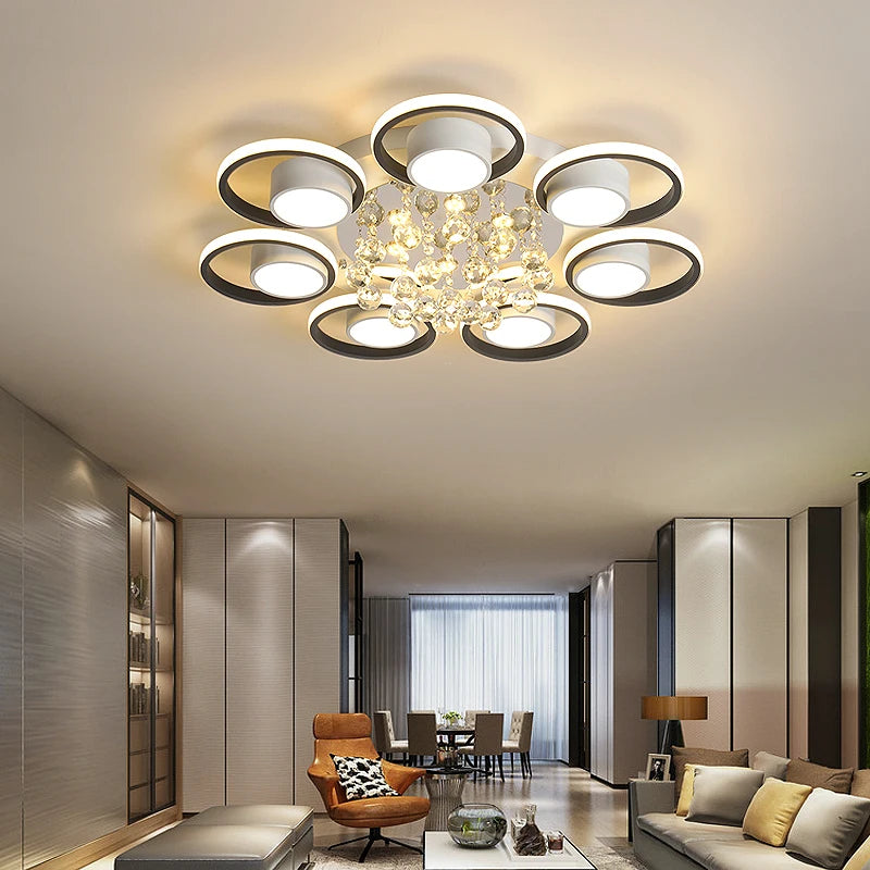 FANPINFANDO Modern LED Ceiling Lights - Crystal Suspension Luminaire for Living Room, Bedroom, Kitchen