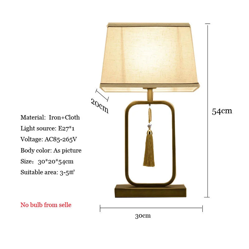 Stylish Modern New Chinese Table Lamp - Cloth Lighting Fixture for Hotel Bedroom and Living Room Bedside