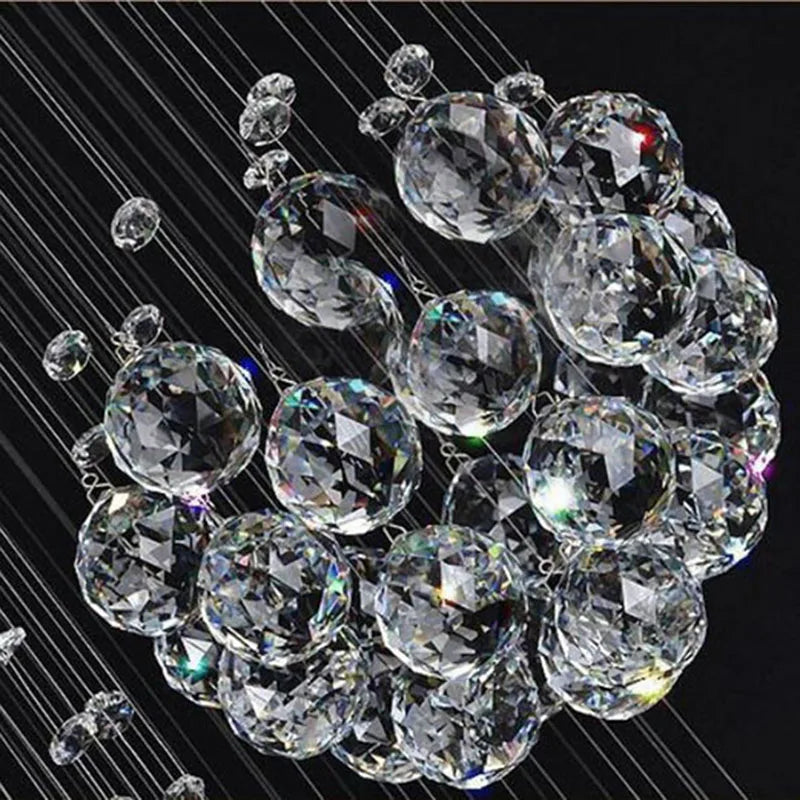 Modern Large Crystal Ball Chandelier - D80xH300cm