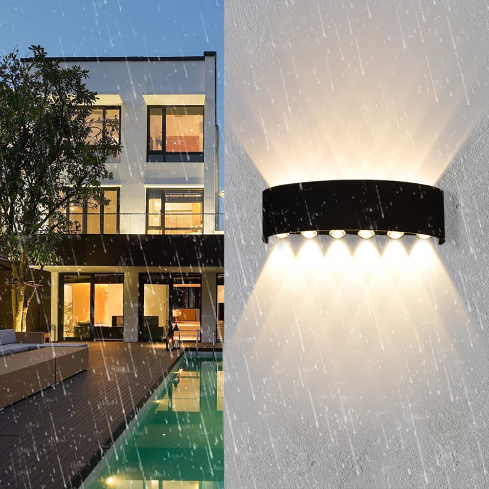 LED Wall Lamp Outdoor Waterproof Up And Down Luminous Lighting Garden Decoration AC85-265V Wall Lights for Bedroom Living Room