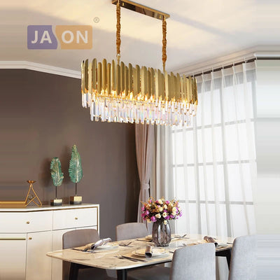 LED Gold Silver Dimmable Crystal Hanging Lamps Lustre Chandelier Lighting Suspension Luminaire Lampen For Staircase Foyer