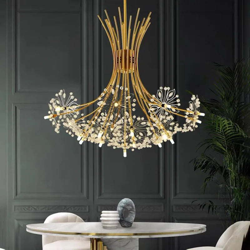 Modern Flower-Shaped Crystal Chandelier - Illuminate Your Dining Room with Elegance