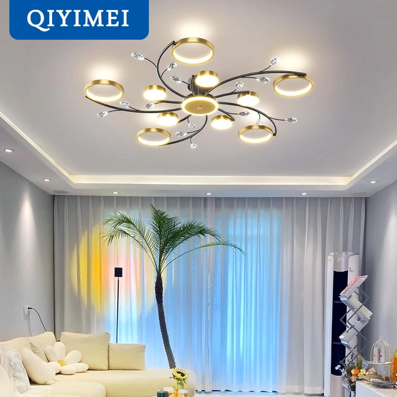 Modern LED Chandeliers for Bedroom, Living Hall, Dining Room, and Study Room – Crystal Lamp Indoor Lighting