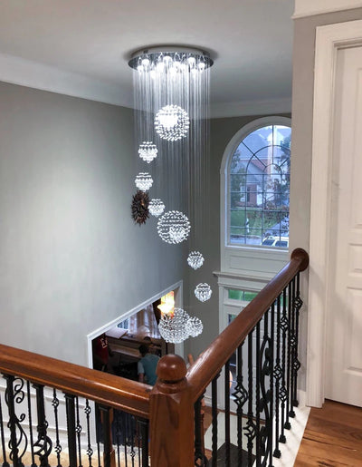 Modern Large Crystal Ball Chandelier - D80xH300cm