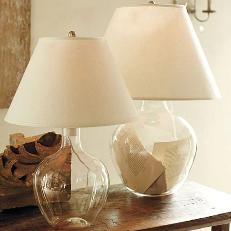 American Glass Table Lamp - Simple Modern Dimmable Bedside Lamp with Personality, Warm Light, and Cute Desk Calendar