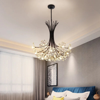 Modern Crystal Dandelion Chandelier LED Ceiling Light for Living Room, Dining Room, Household Decoration