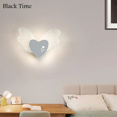 Modern LED Wall Lamp - Heart Shape Bedside Lights for Children's Room