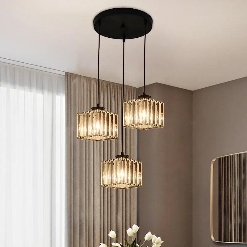 Modern Crystal LED Hanging Light Chandelier Lighting for Dining Room Stairs Luxury Nordic Chandelier Lamp Bedroom Kitchen