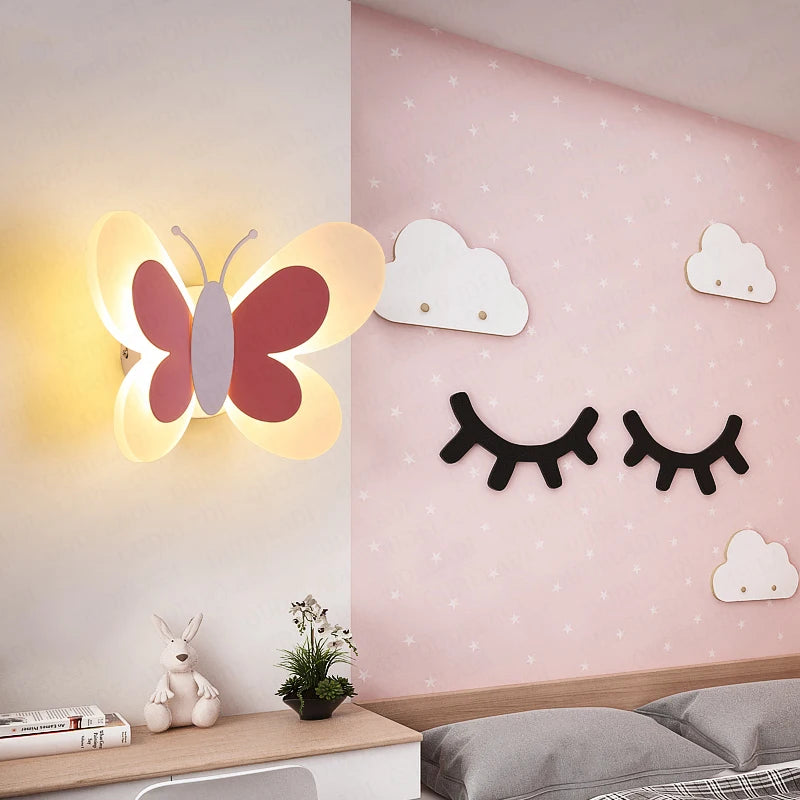 Butterfly Girl Room Lamp - Creative Cartoon Children Energy-Saving Boy Lamp - Bedside Lamp Bedroom Wall Lamp Ceiling Aisle Lamp