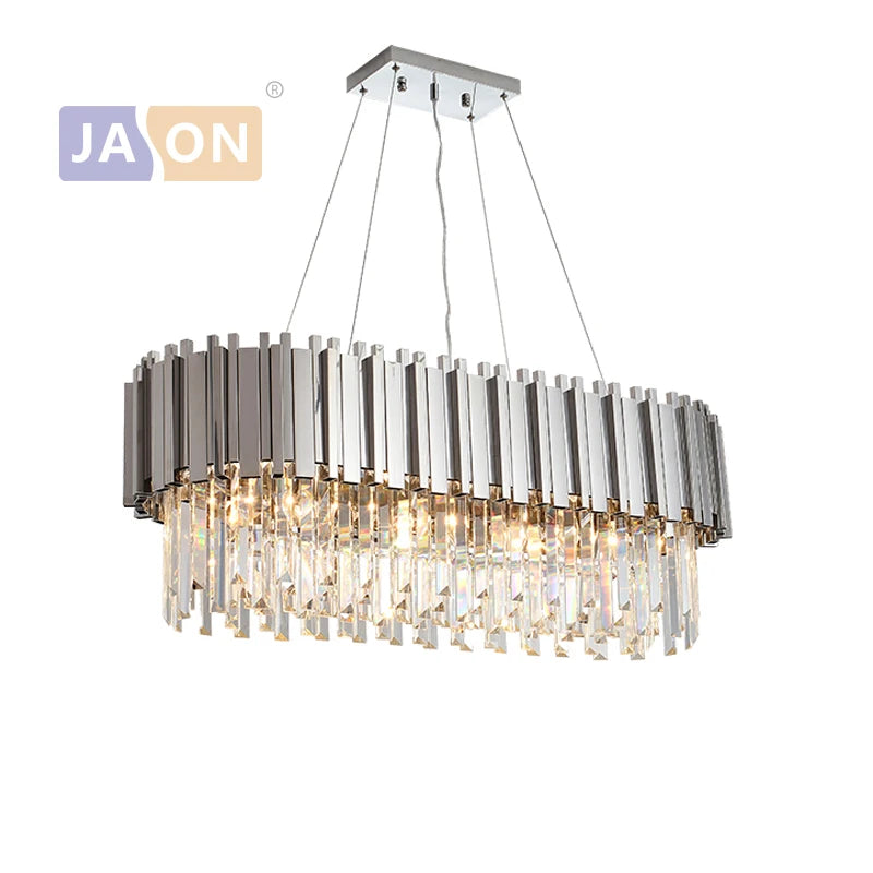 Luxury Gold Silver Black Crystal Designer Hanging Lamps LED Chandelier