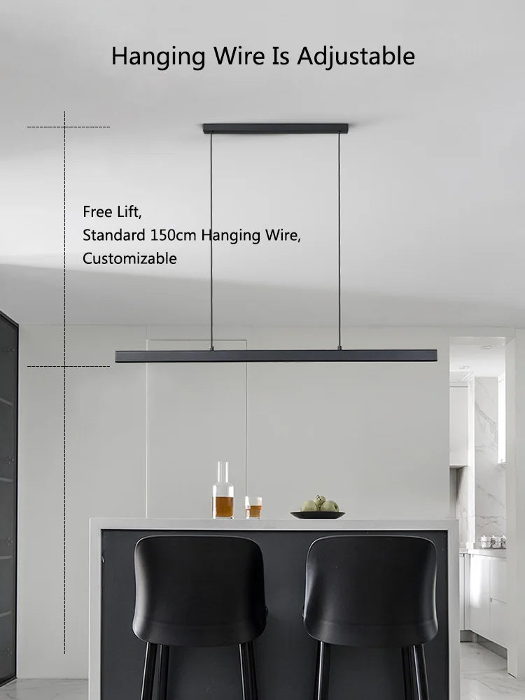 Nordic Modern Chandelier: Elegant LED Strip Lamp for Dining Rooms, Bars, Restaurants, and Offices