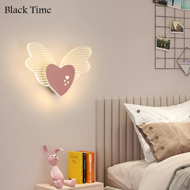 Modern LED Wall Lamp - Heart Shape Bedside Lights for Children's Room