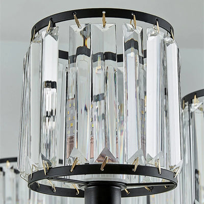 Retro Crystal Design LED Chandelier - Vintage Elegance with Black Iron Finish