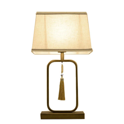 Stylish Modern New Chinese Table Lamp - Cloth Lighting Fixture for Hotel Bedroom and Living Room Bedside