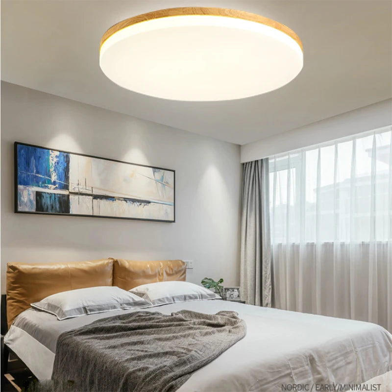 Wooden Art LED Ceiling Lamp - Modern Style for Living Room, Bedroom, Aisle, and Balcony