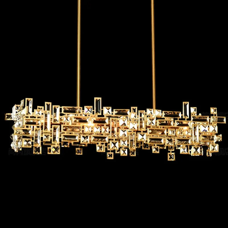 Modern Luxury Ceiling Chandelier for Dining Room Kitchen Island Gold Crystal Hanging Lamp LED Indoor Decoration Lighting Fixture