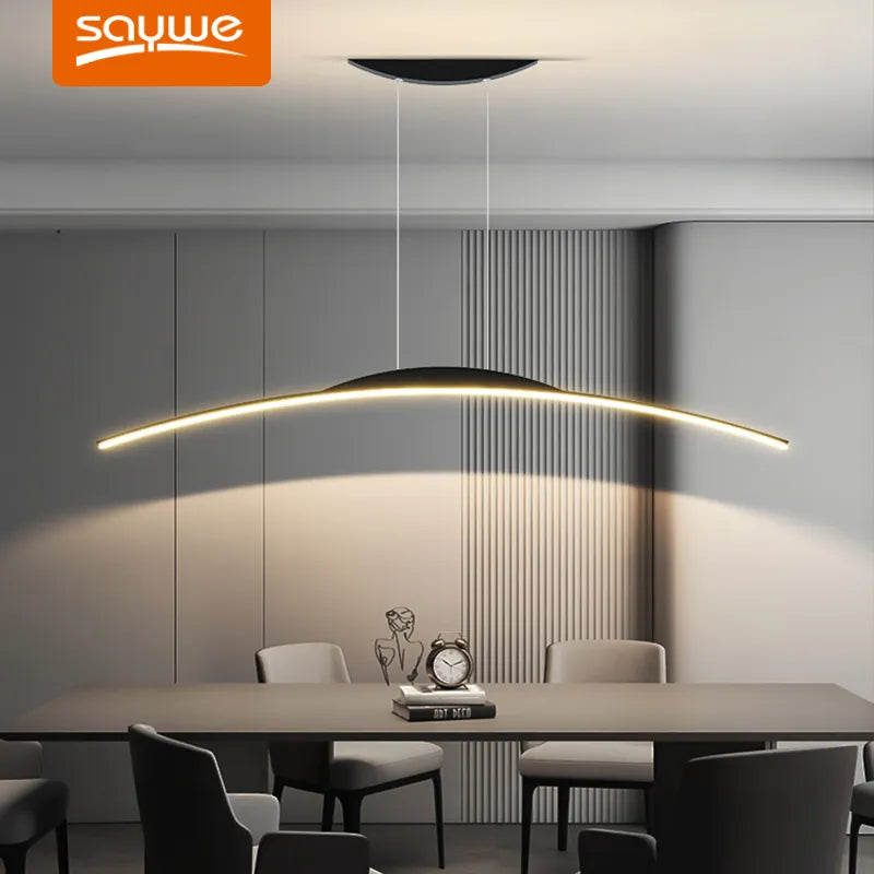 Modern Black LED Chandelier for Dining Room, Kitchen, Bar, Living Room, Bedroom - Simple Design Ceiling Pendant Lamp