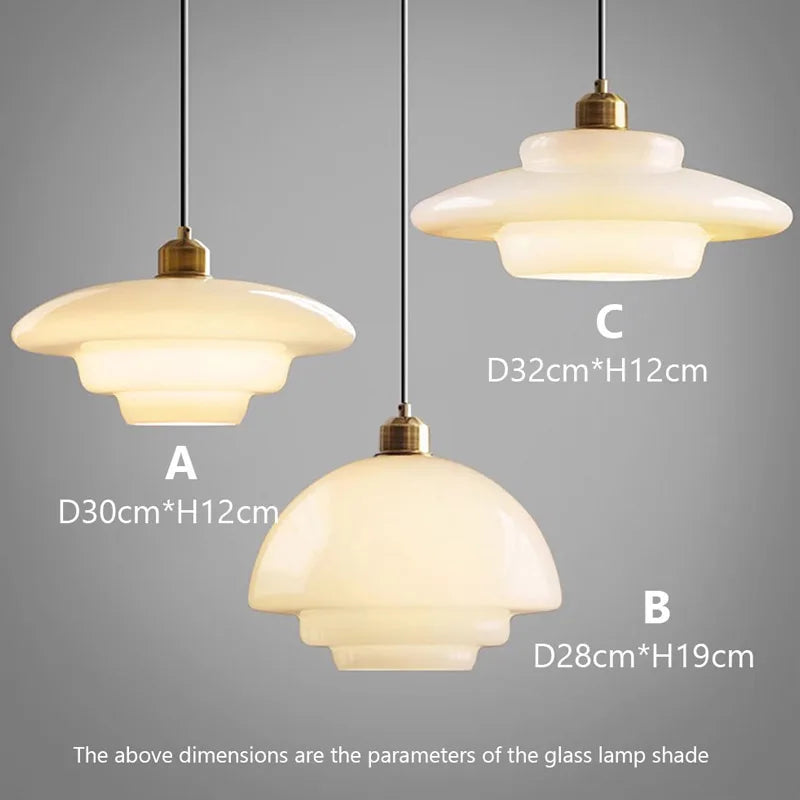 Nordic Cream Wind Milk Glass Art Decorative Pendant Lights