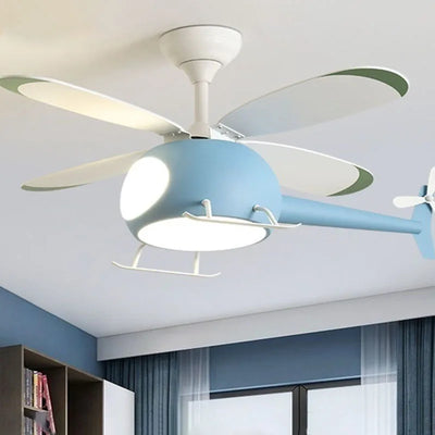 Cartoon LED Ceiling Lamp Helicopter Fan Chandelier for Children's Room Living Room Bedroom Indoor Lighting Fixture Luster