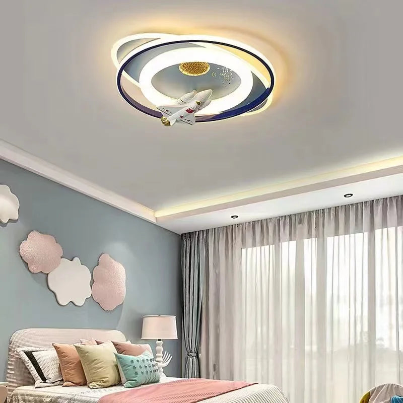 Ceiling Lights Kids Room - Astronaut Boy Girl Bedroom Dimming Princess Spaceman Rocket Rabbit Children's Lamp